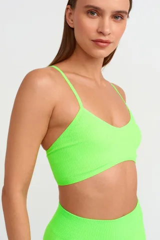 Geripptes V-Ausschnitt Crop Bralet Top