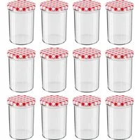 Wellgro Vorratsglas Einmachgläser Schraubdeckel rot kariert - 435 ml, (12-tlg)