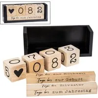 Levandeo® Countdown Kalender, Würfel Countdown Kalender Holz Natur Schwarz Holzkalender