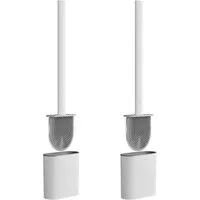 HAC24 WC-Garnitur Silikon Toilettenbürste Flach WC-Bürste Klobürste Bürstengarnitur, (2-tlg), mit Halter, Wandmontage