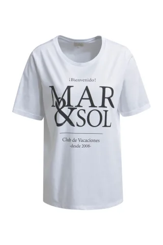 Milano Italy - T-Shirt w roundneck + turn up at sleeve white - Gr. - M