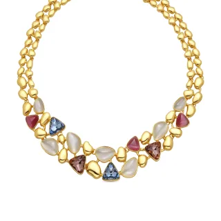 Luxenter Halskette mit 18-karätiger Gelbgold-Finish und mehrfarbigem Kristall – Naxmo