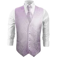 Paul Malone Anzugweste Herren Hochzeitsweste mit Plastron Set 2tlg floral - Bräutigam (Set, 2-tlg., mit Weste und Plastron) lila flieder V93, Gr. 48 (XS)