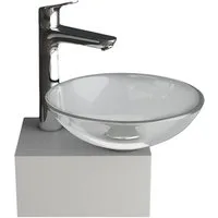 Alpenberger Aufsatzwaschbecken Waschbecken Klein aus Glas 38 cm Durchmesser auf Edelstahlkasten (Waschtisch Set, 2-St., 3-tlg. Handwaschbecken), Mini Waschtisch, platzsparend, ESG Sicherheitsglas, pflegeleicht