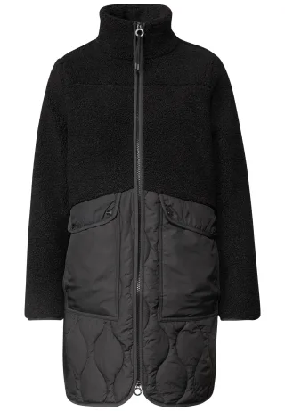 Street One - Mantel mit Strukturmix und Stehkragen Black - Gr. - 40