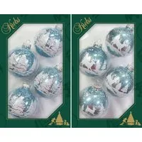 Krebs Glas Lauscha Weihnachtsbaumkugel Winterwald, Weihnachtsdeko, Christbaumschmuck, Christbaumkugeln Glas (8 St)