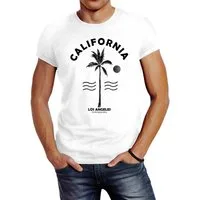 Neverless Print-Shirt Sommer T-Shirt Herren Retro Design Palme Meer Sonne Neverless® mit Print