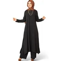 fashionshowcase Longtunika Damen Zweiteiler Set - Tunika & Palazzo-Hose Modest Fashion (SET, Zweiteiler) leichte und luftige Beschaffenheit