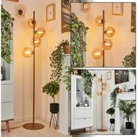 hofstein Stehlampe moderne Stehlampe aus Metall/Glas in Messingfarben/Champagnerfarben, ohne Leuchtmittel, Leuchte im Retro/Vintage-Design mit Fußsschalter, Höhe 160 cm, 4 x G9