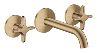 Hansgrohe 3-Loch Waschtischarmatur AXOR One Unterputz Wandm. 160mm Kreuzgriff brushed bronze , 481 48130140