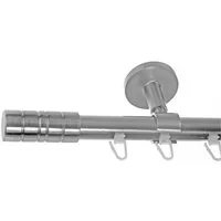 BASIT Gardinenstange Innenlauf Edelstahloptik 20mm mit Deckenträgern 120 cm E34, Ø 20 mm, 1-läufig, verschraubt, Aluminium, D30 120 cm E34 Zylinder