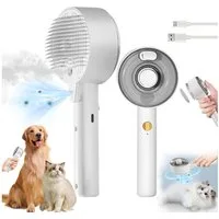 Senmudi Fellbürste Haustierbürste mit Dampffunktion,3-in-1 gegen Unterfell & Verfilzungen, Ein-Knopf-Haarentfernung, mit UV-Sterilisation und Milbenentfernung, (USB Aufladbar Tierpflegebürste,Zwei-Geschwindigkeits-Sprühfunktion), Tierpflegebürste für