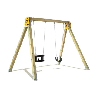 PRO Loop Doppelschaukel für öffentliche Spielplätze - Massivholz Gestell mit Babysitz und Kindersitz - Langlebiges Klettergerüst - Wickey