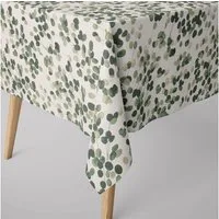 SCHÖNER LEBEN. Tischdecke SCHÖNER LEBEN. Tischdecke Digitaldruck Blätter wollweiß grün, handmade