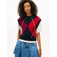 Tommy Jeans Pullunder TJW ARGYLE SWEATER VEST Argyle Strickmuster, Strick mit Alpaka