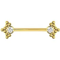 PIERCINGLINE Brustwarzenpiercing Titan Barbell mit Push Fit KRISTALL + 3 KUGELDREIECKE (Barbells, 1-tlg)