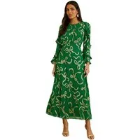 Love & Roses Maxikleid Love & Roses Maxikleid mit Rüschenärmeln, Regular (1-tlg)