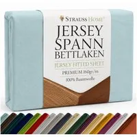 Strauss Home Spannbettlaken Premium 160 g/m² Gekämmte Baumwolle Jersey in Hotelqualität, Gummizug: Rundumgummi, OEKO-TEX®-zertifiziert - Hotelqualität – Formstabil & Langlebig