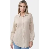 Worldclassca Hemdbluse Worldclassca Musselin Bluse Tunika Sommer Langarm Oberteil Einfarbig Neue Kollektion - Stilvolle und gemütliche Mode für Damen