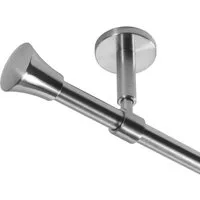 BASIT Gardinenstange Rohr Edelstahl 16 mm mit Deckenträgern 120 cm E19, Ø 16 mm, 1-läufig, verschraubt, Edelstahl, D11 120 cm E19 Knauf