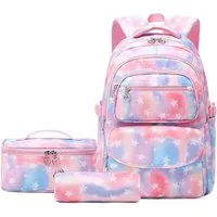 MOPUEA Schulrucksack 3 Stück Schulrucksack-Set Schultasche Teenager Turnbeutel (Langlebiges Material & pflegeleicht, 3-tlg., 3-teiliges Set – praktisch & vielseitig), Atmungsaktiv & durchdacht organisiert