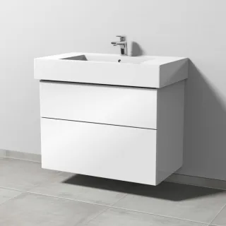 Sanipa 3way Waschtischunterbau zu Duravit Vero Waschtisch mit 2 Auszügen, Weiß-Glanz SF71878
