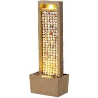 Teamson Home Gartenbrunnen Hoher Gartenbrunnen mit LED im Muschel-Design, Braun