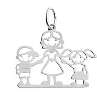 Silberkettenstore Kettenanhänger Anhänger Mädchen-Mutter-Junge - 925 Silber