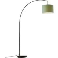OTTO home Stehlampe Stellan, Ein-/Ausschalter, ohne Leuchtmittel, Bogenlampe Textilschirm Stoff Ø 36cm, E27, Fußschalter, Bogenleuchte