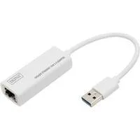 USB 3.2 Gen 1 Adapter, USB-A Stecker > RJ-45 Buchse, LAN-Adapter weiß, Gigabit LAN