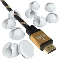 EAZY CASE Kabelführung 12x Kabelmanagement Set, Clips Kabelmanager Kabel Fixierung Kabel Organizer Schreibtisch Weiß