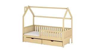 Hausbett Kinderbett NEILA 200x90cm Kiefer Massiv Natur inkl. Rollrost
