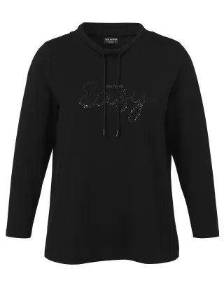 VIA APPIA DUE - Sweatshirt Kragen 1/1 Arm Stickerei schwarz - Gr. - 48