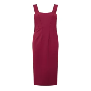 Boss - "Dizena" Midikleid für Damen, Herzausschnitt (Dunkelrot)