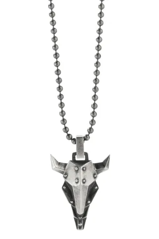 cai Anhänger mit Kette 925/- Silber oxidiert Bullhead