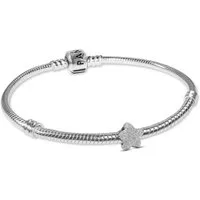 Pandora Silberarmband 21512, für Damen Geschenkset Silber mit Mini Stern matt