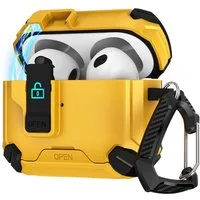 CoolGadget Kopfhörer-Schutzhülle Defender Hülle für Apple AirPods 4 magnetisch mit Karabiner, 360° Full-Body Case Schutzhülle Handy Standfunktion magnetisch ladbar