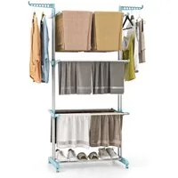 COSTWAY Turmwäscheständer, klappbar, platzsparend, mit Rollen, ausziehbar, 127cm