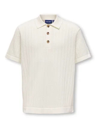 KIDS ONLY - OSJMOON REG 12 SS POLO KNIT Egret - Gr. - 140