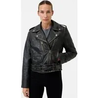 RICANO Lederjacke Louna Lederjacke mit Reverskragen und schrägem Reißverschluss