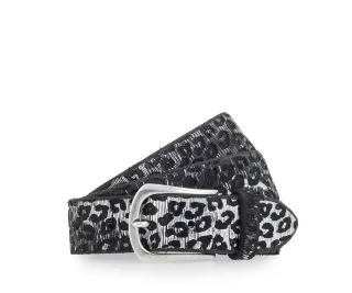 B.BELT - Cat Silver - 35 mm Vollledergürtel schwarz-silbermetallic - Gr. - 85