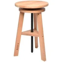 Artina Hocker Malhocker Arles Ø 30 cm Drehhocker Buchen-Holz, Ø30cm, höhenverstellbar 48-66cm – Künstlerhocker rund 360 Grad drehbar
