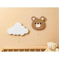 COZYCOLLECTIONS LED Wandleuchte Handbemaltes LED-Wandnachtlicht „Bär in Holzoptik, LED, Warmweiß, Montessori: ruhige Farben, klare Form, sanftes Licht