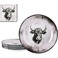MamboCat Speiseteller Toro 6x Speiseteller Ø26,5cm Porzellan groß Essteller Kuh Landhaus