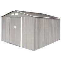 HATTORO Gartenhaus, BxT: 277x319 cm, Metall-Gerätehaus, Geräteschuppen, Fundamentrahmen, S-Dach, Hellgrau