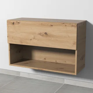 Sanipa 4balance Anbauschrank mit 1 Auszug und 1 offenem Fach, Eiche Natural-Touch, DL11185 DL11185