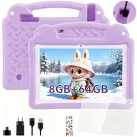 oyajia Kinder Tablet mit Hülle, Android 15 Octa Core 64GB Expand 1TB HD IPS Tablet (10.1", 64 GB, Quad Core, 2.4G+5G, WiFi 6 BT 5.0, Google Kids Space, Gemini AI, mit Stylus Tasche Sticker)