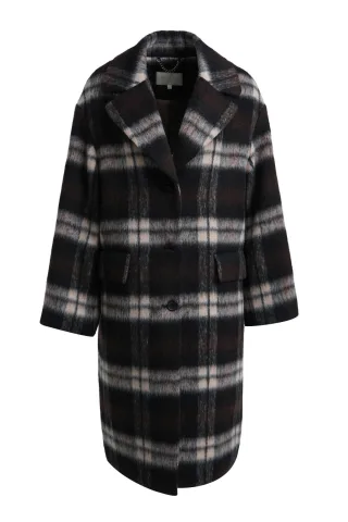 Milano Italy - coat with lapel collar pockets in front mocca print - Gr. - 42