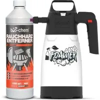 bio-chem Grillreiniger Rauchharzentferner extra stark gegen Eingebranntes 500ML Grillreiniger (Sparpaket, [- Rauchharz-Entferner 1 L + 1.25 l Schaumsprüher Extreme Fettlösekraft für hartnäckigste Ablagerungen)