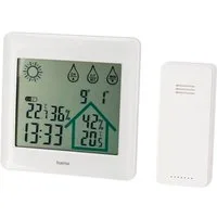 Hama Funk-Wetterstation mit Außensensor, Wettervorhersage Funkwetterstation (Temperatur, Luftfeuchte, Uhrzeit, Datum)